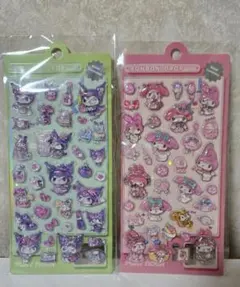 Kuromi & マイメロ系ボンボンドロップシール２枚セット