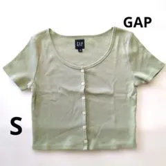 美品　GAP リブTシャツ S ライトグリーン コットン100% ギャップ