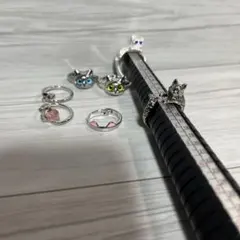 猫モチーフリング7点セット新品、全部調整可能