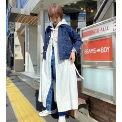 BEAMS BOY フード付きコットンロングシャツワンピース