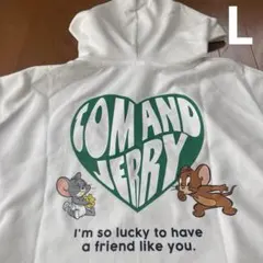 新品⭐︎トムとジェリー　スウェット　トレーナー　刺繍ワッペン　バックプリント　白