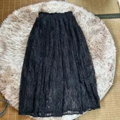 黒　花柄　プリーツスカート　ロングのサムネイル