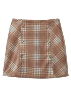 最終値下げ♡GRL ダブルボタンチェックスカート ブラウン ミニ丈 新品