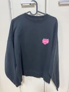 ブラック クルーネック トレーナー ユニセックス可