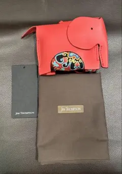 【新品】ジムトンプソン エコバッグ 象 レザーチャーム付 タイ シルクブランド