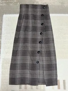 MURUA チェック柄ボタン付き膝丈タイトスカート