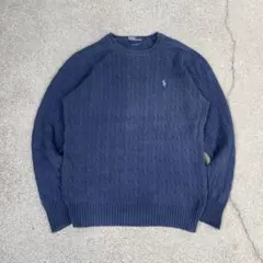 90s poloralphlauren ニット ポロラルフローレン ネイビー古着