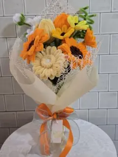 モールフラワー花束　ひまわり　オレンジ系　枯れない花