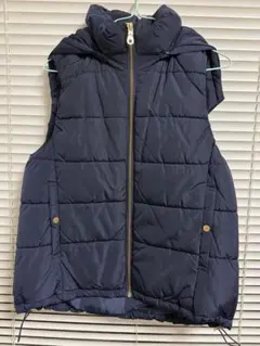 GU ネイビー フード付き ダウンベスト