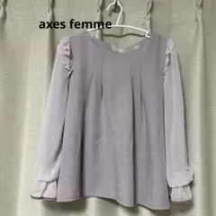 axes femme POETIQUE グレンチェック柄シフォン袖ブラウス M