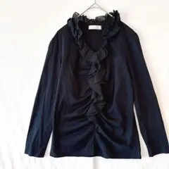 any SiS エニィスィス フロントフリル　カットソー 黒 M オンワード