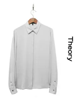 B607/美品 Theory ブラウス シルク ジョーゼット ライトグレーのサムネイル