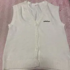 ホワイトニットVネックスクールベスト