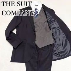 【美品】THE SUIT COMPANY スーツ スリーピース ネイビー M