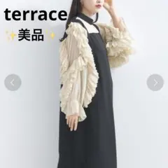 terrace フルーエントカルゼ×シフォン フリルシアースリーブワンピース