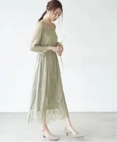 ロペピクニック　レースドレス　カーキ　38