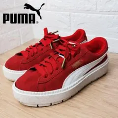 PUMA SUEDE スニーカー レッド 24cm 赤　ダブルソール　厚底