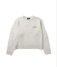 MSG ダメージニットセーター XLホワイト 韓国 y2k オーバーサイズ