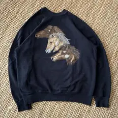 『vintage』馬柄　ブラック　スウェット
