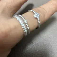 《SALE》シルバー ダブルリング クリスタル装飾