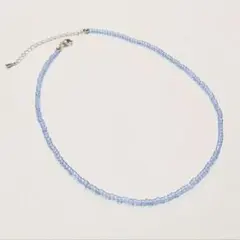 紫陽花ブルーチョーカー　シルバー金具　ワントーン　ビーズ