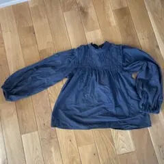 【値下げ】長袖シャツ ギャザー襟　紺