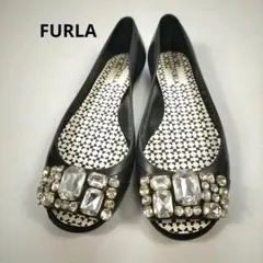 FURLA フルラ フラットシューズ ビジュー ブラック 人気のサムネイル