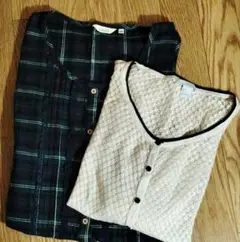 チュニックチャチュック柄LL＆ベージュカーディガン(H＆M)L　2点セット