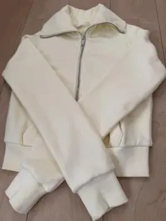 ZARA ジップアップスウェットシャツ クロップドブルゾン パステルイエロー S