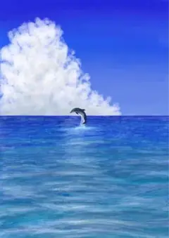 イルカのジャンプ デジタルアート