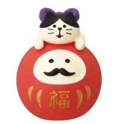 concombre だるまLOVE猫 赤 デコレ インテリア かわいい グッズ