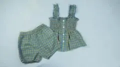 グリーン系と黄色のチェック柄ワンピースセット