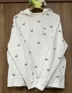 ☆Tommy jeans ホワイト フード付きパーカー ロゴプリントサイズL