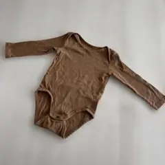 H&M オーガニックコットン ブラウンロンパース 12-18M
