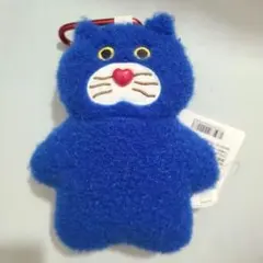 Mojojojo カラビナ付きぬいぐるみポーチ 青 ねこ Nicky