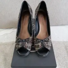 ANNE KLEIN ツイード オープントゥ パンプスのサムネイル