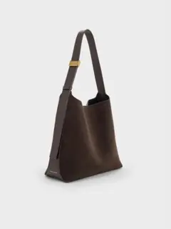 CHARLES & KEITH ダークブラウン ショルダーバッグ トートバッグ