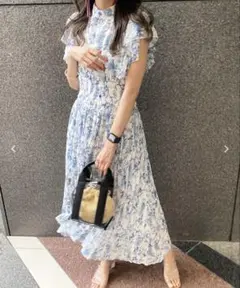 INGNI　2WAYボウタイ花柄プリーツワンピース