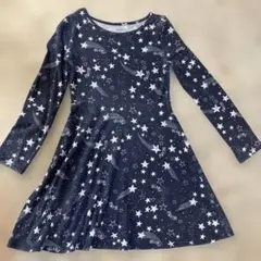 星柄 長袖ワンピース ネイビー　140