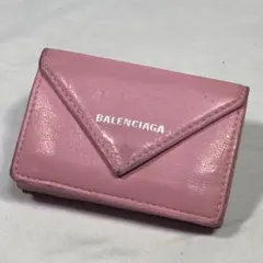 BALENCIAGA バレンシアガ ペーパーミニウォレット 三つ折り財布 ピンク