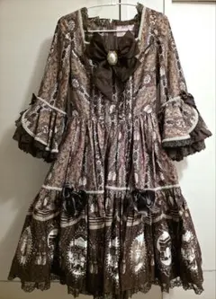 00s LIZLISA 超希少 ビッグリボン カシュクールレース花柄パフワンピ 