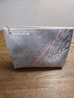 帯リメイク 20cmファスナー ポーチ