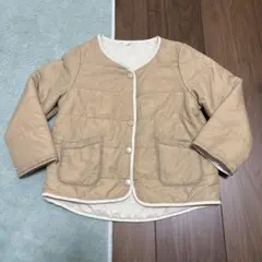 ベージュ 薄手中綿コート