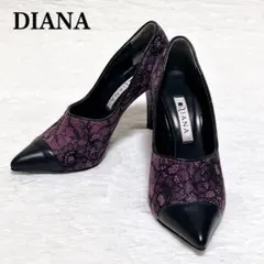 【極美品】 DIANA ダイアナ レース ポインテッドトゥ パンプス 22