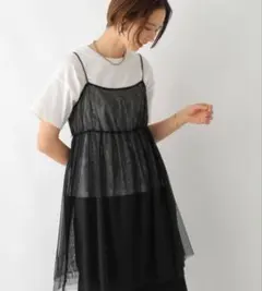 LEPSIM レプシィム チュールキャミチュニック ワンピース 黒 シアー Fのサムネイル