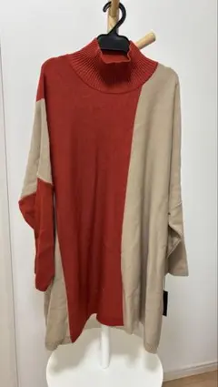 バイカラータートルネックニットセーター サイズM