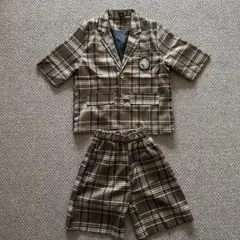 ブラウン チェック柄 ショートスーツ