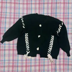 リボンカーディガン 黒 ピンク 地雷系