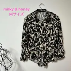 milky & honey Mサイズ アルファベット　長袖シャツ