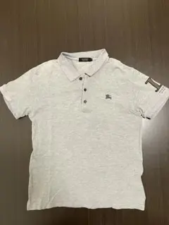 バーバリーブラックレーベル　グレー ポロシャツ 刺繍ロゴ付き